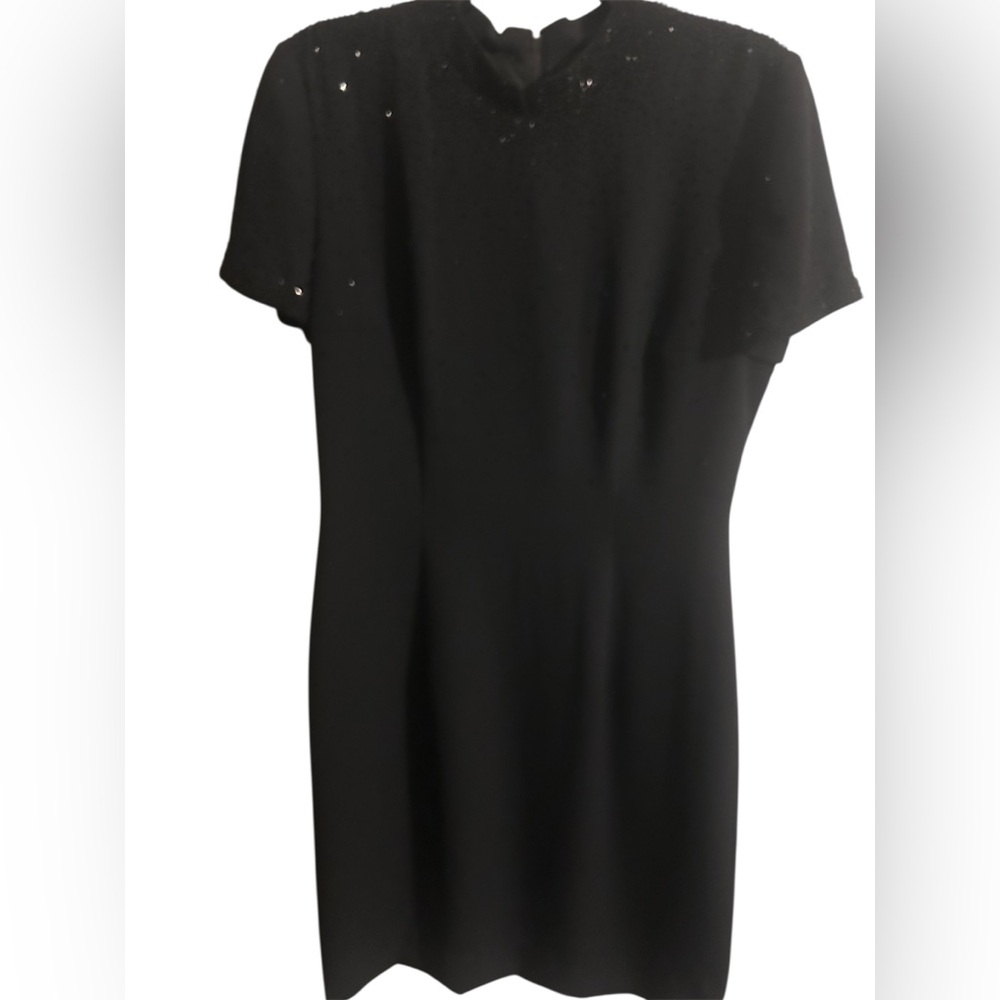 Donna Morgan Elegant Black Lined Sequin Dress